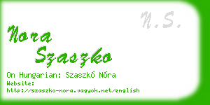 nora szaszko business card