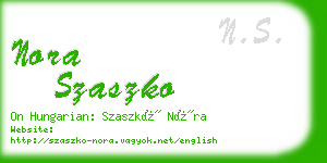 nora szaszko business card